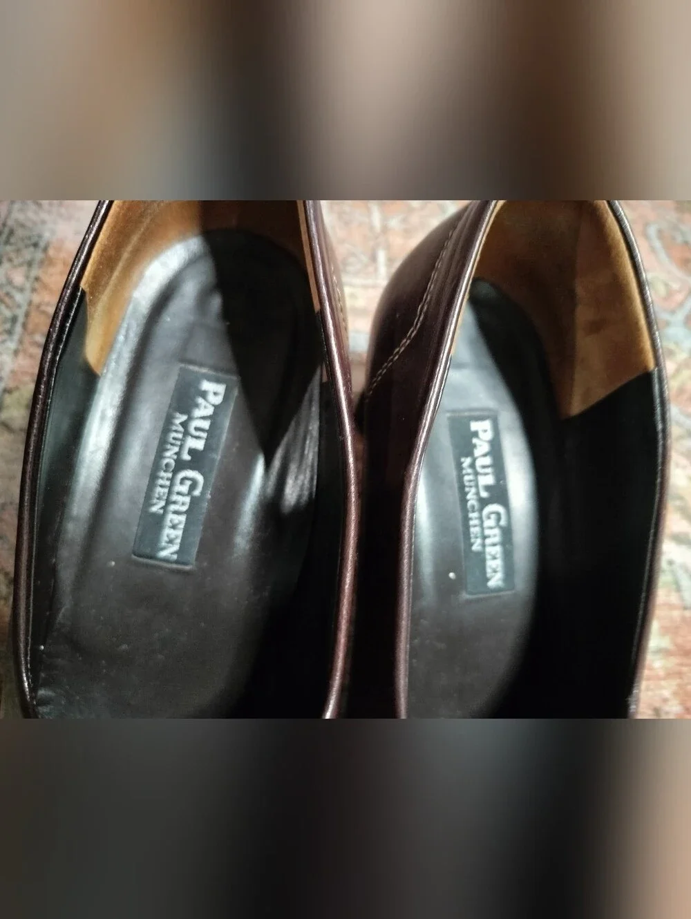 Vintage Paul Green Dark Brown Leather Square-Toe Slip-On Loafer Heels - 9 (6 UK)